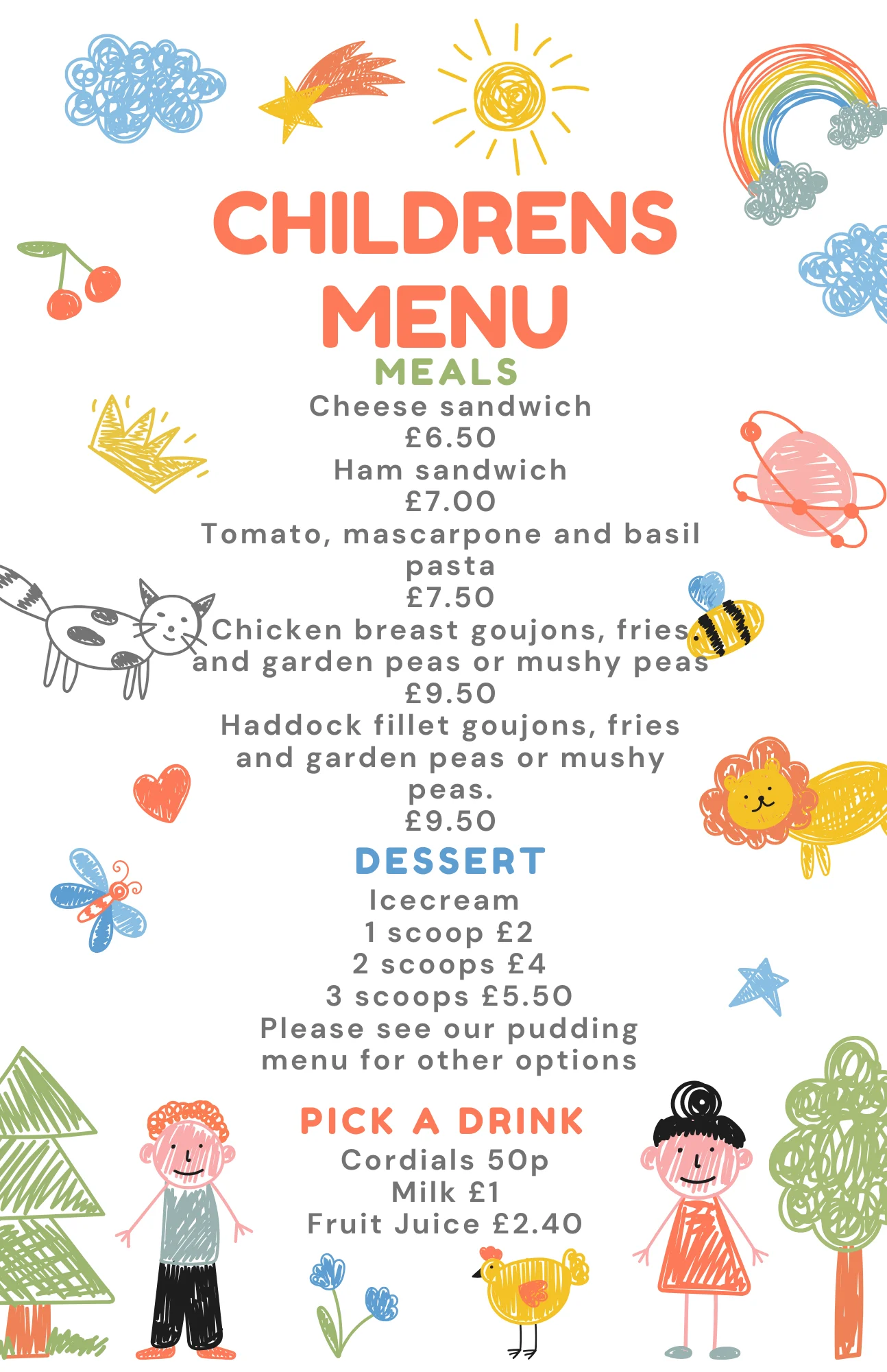 Children's menu
