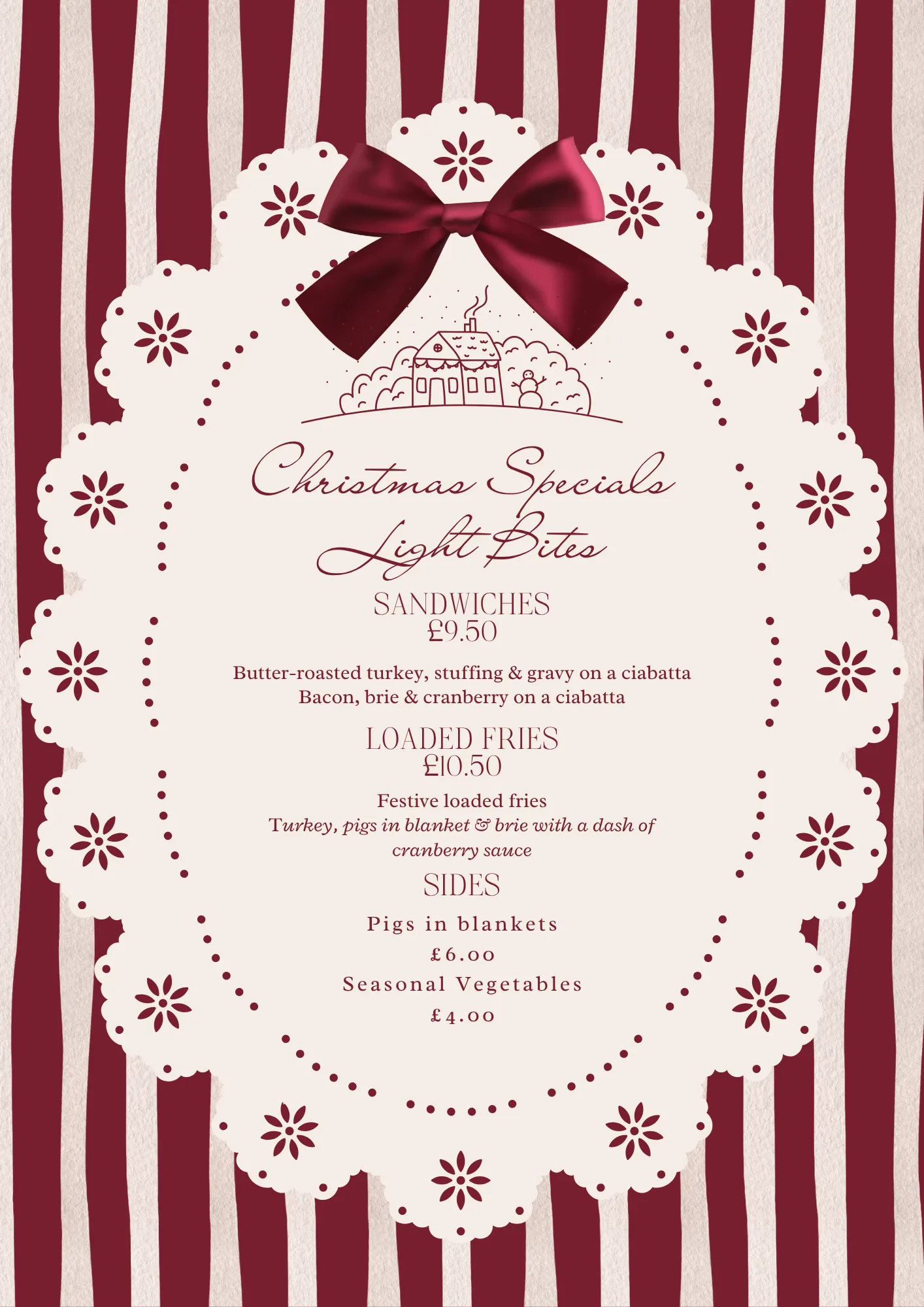 Christmas light bites menu