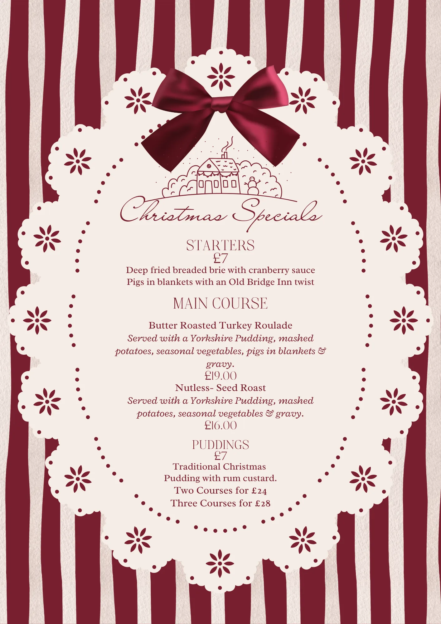 Christmas specials menu