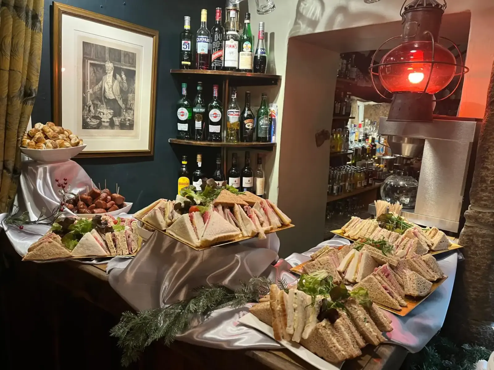 Buffet prepared for a funeral tea at The Old Bridge Inn