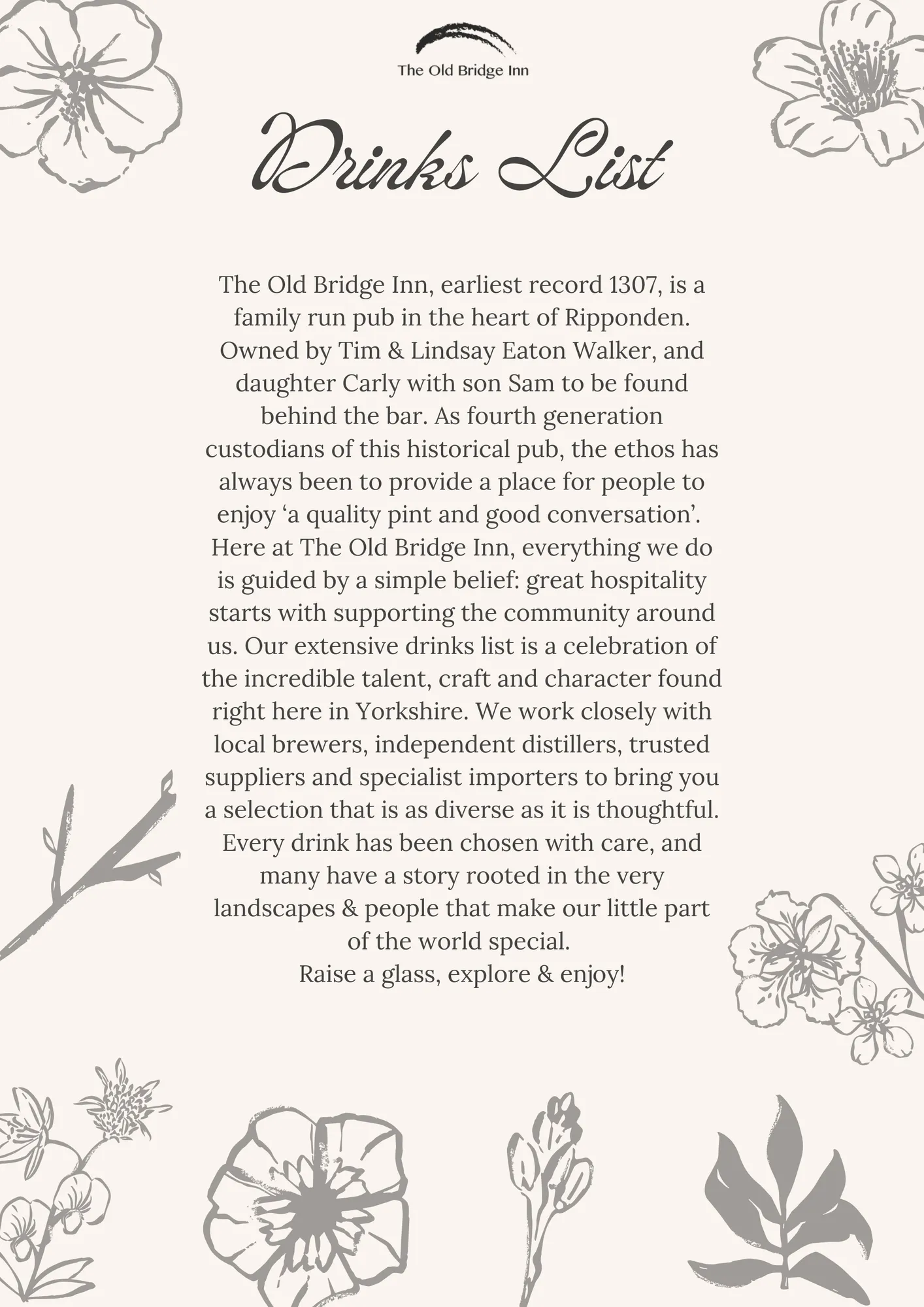 Drinks menu introduction