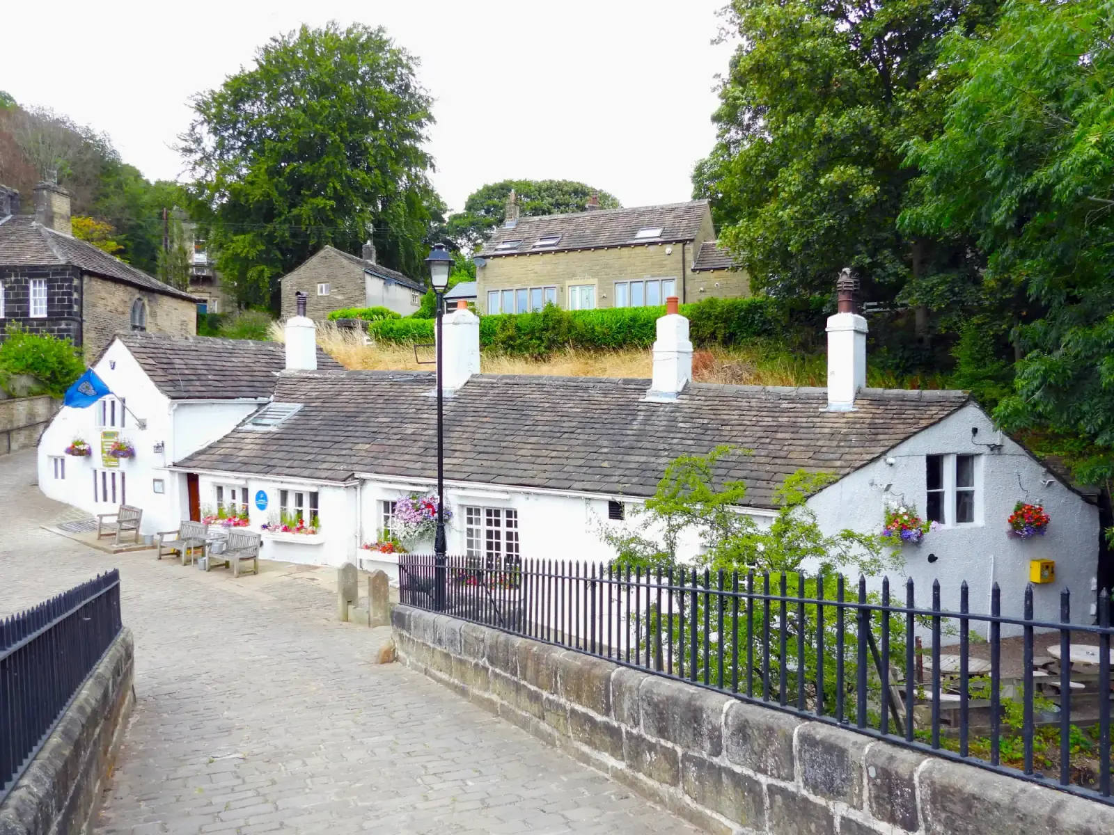 The Old Bridge Inn beside the cobbled bridge in Ripponden