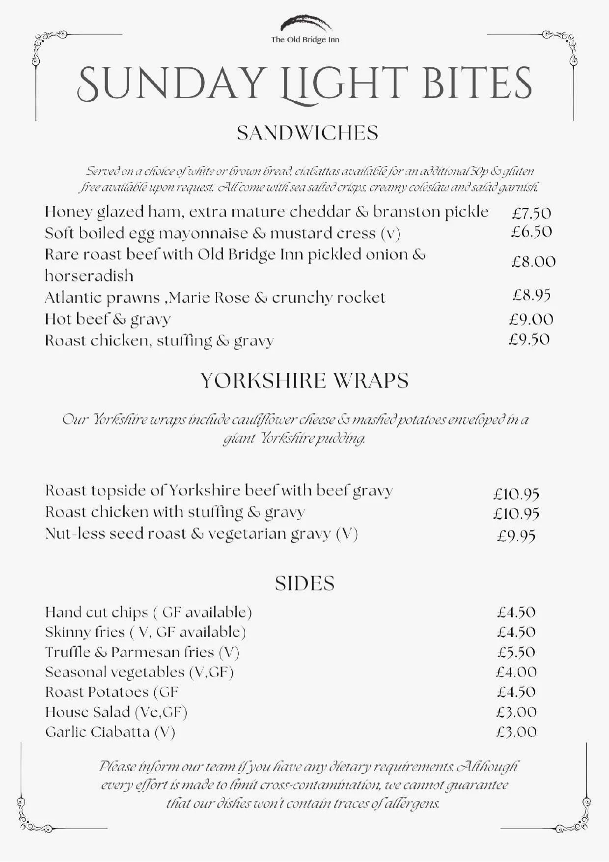 Sunday menu, page 2