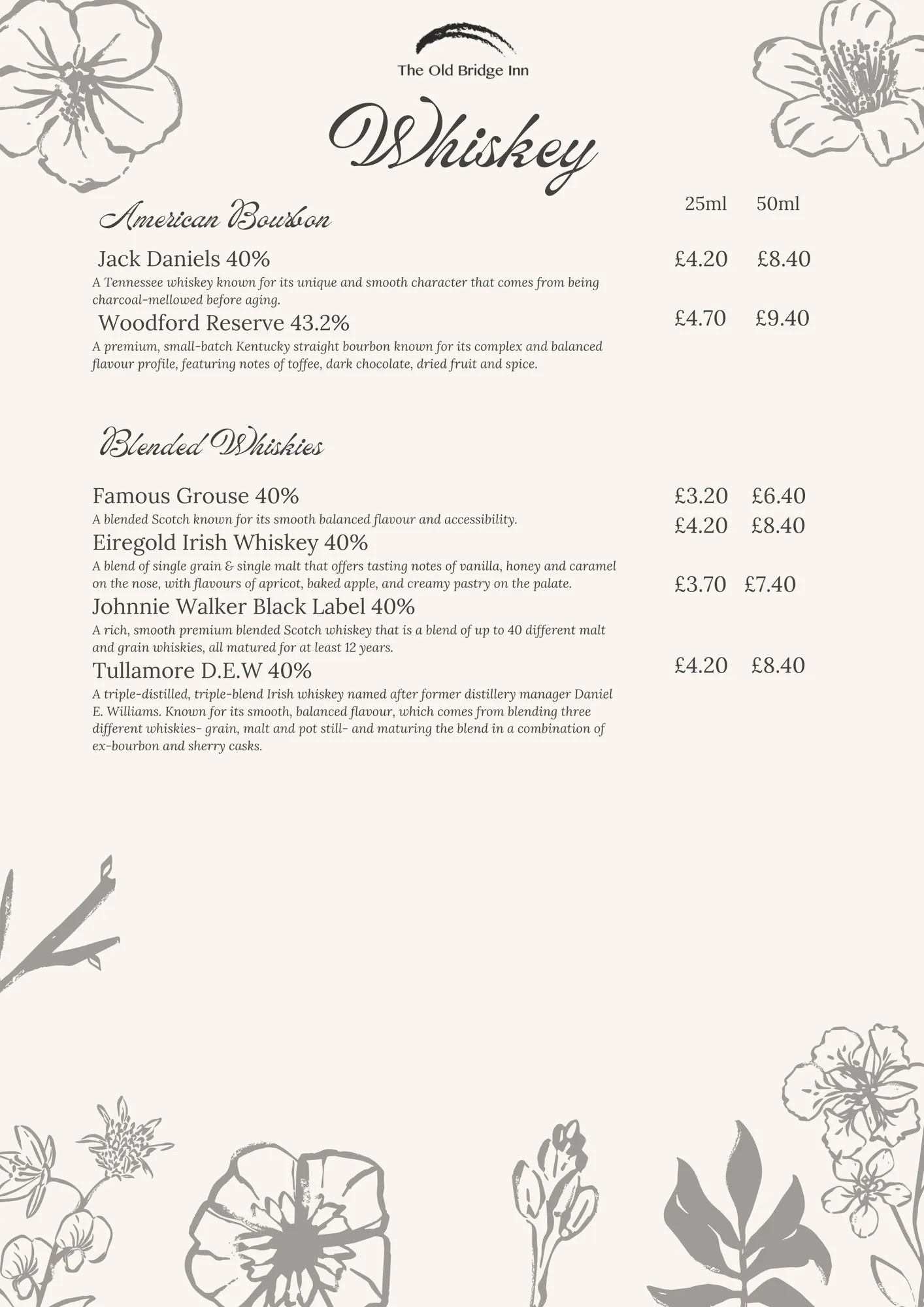 Whisky menu, page 4