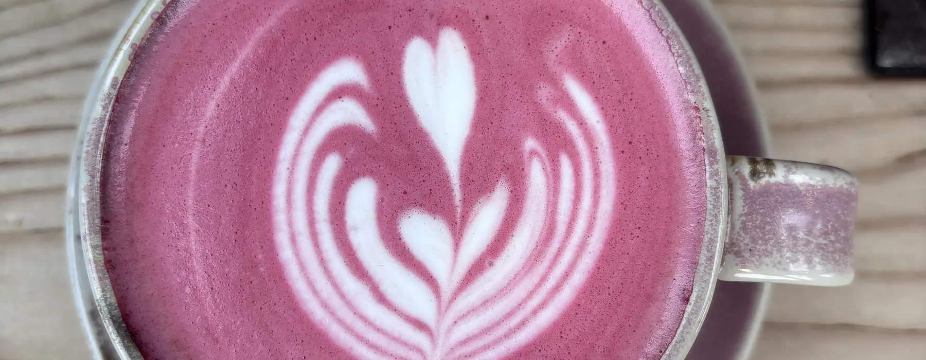 a creamy beetroot pink latte